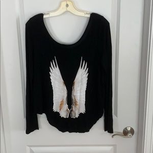 Choies Angel Wings Black Long Sleeved Top